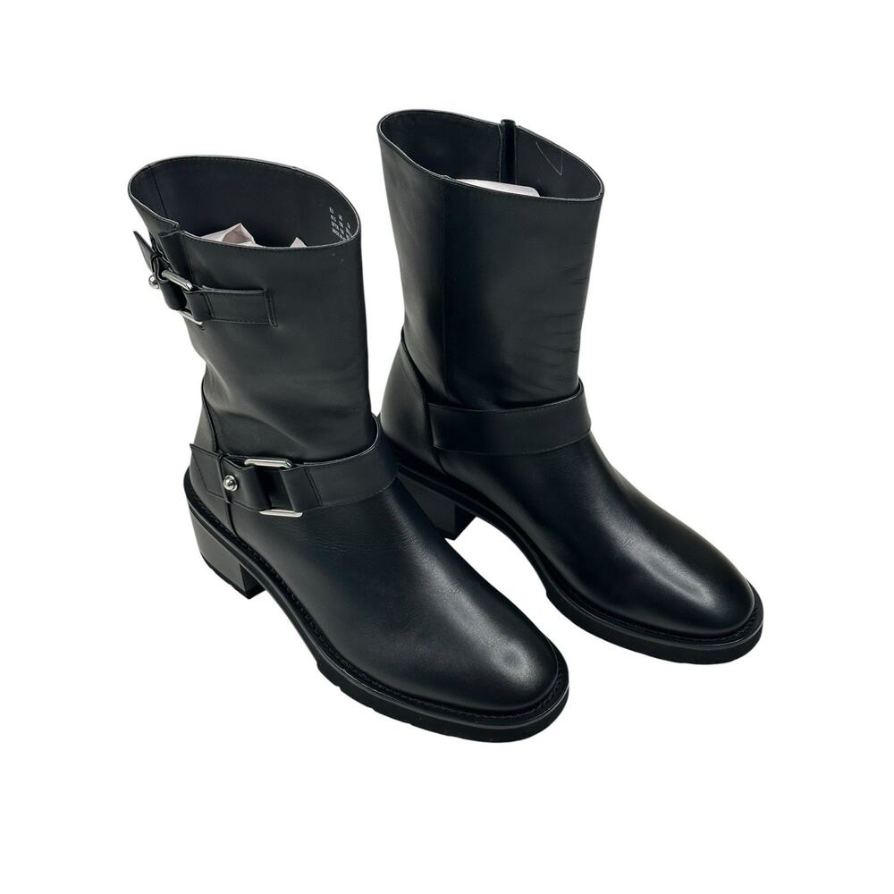 STUART WEITZMAN Boulevard Moto Bootie Black Leather Womens Size 10B New $650